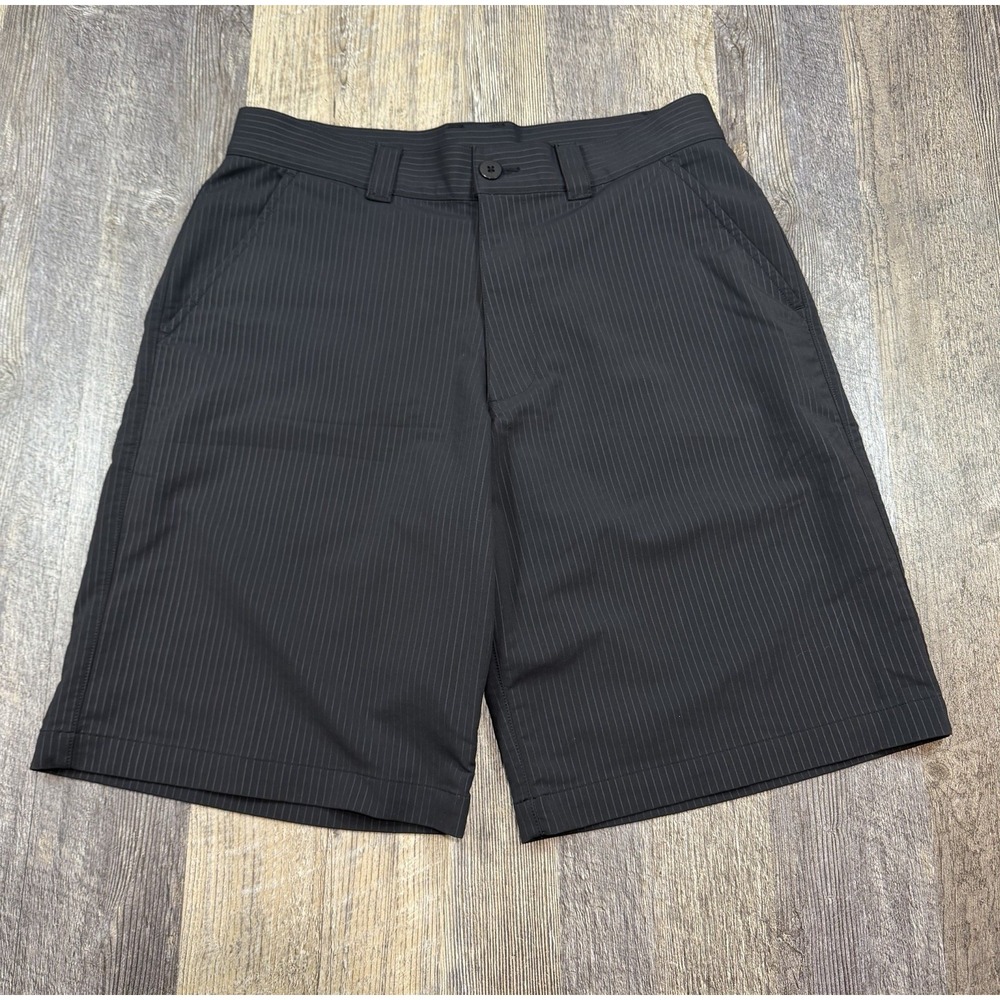 Under Armour Golf Shorts Mens 32 Black Pinstripe Performance Stretch Flat Front